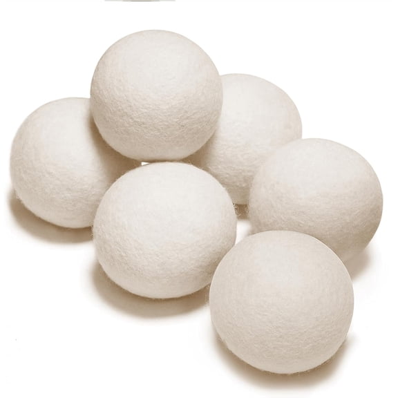 100% New Zealand Wool Dryer Balls L Size  6 Pack, Organic & Chemical-Free Fabric Softener, Baby Safe & Hypoallergenic, Reduces Static, Wrinkles & Drying Time, Reusable for 1000+ Loads
