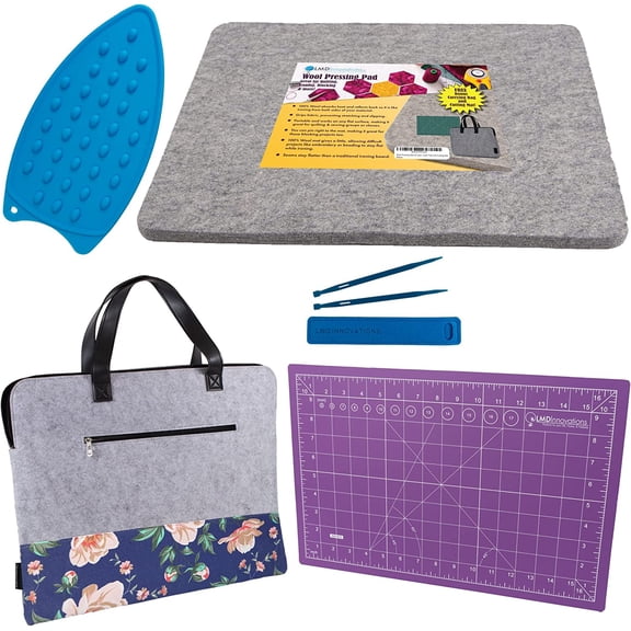 100% New Zealand Wool Pressing Mat for Quilting - Best Portable Wool Ironing Mat for Quilters - Includes Travel Bag, Cutting Mat, Iron Rest & Sewing Accessories and Supplies - 13.5"x17"x0.5" Iron Mat