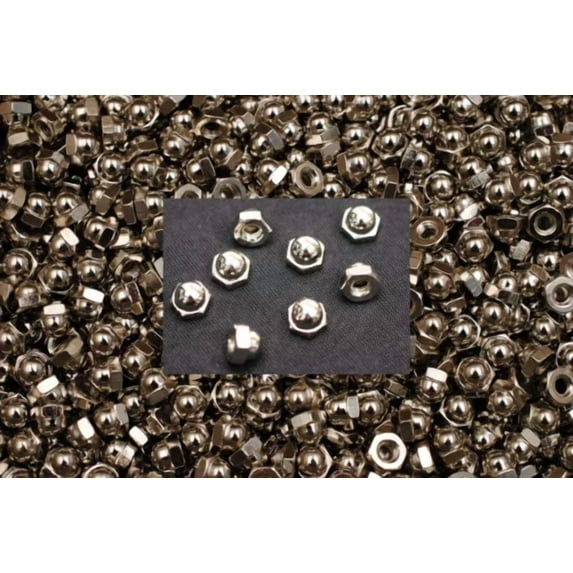 (100) Nickel Chrome Plated 6-32 X 5/16 X 1/4 Acorn Hex Cap Nuts #6 Machine Screw