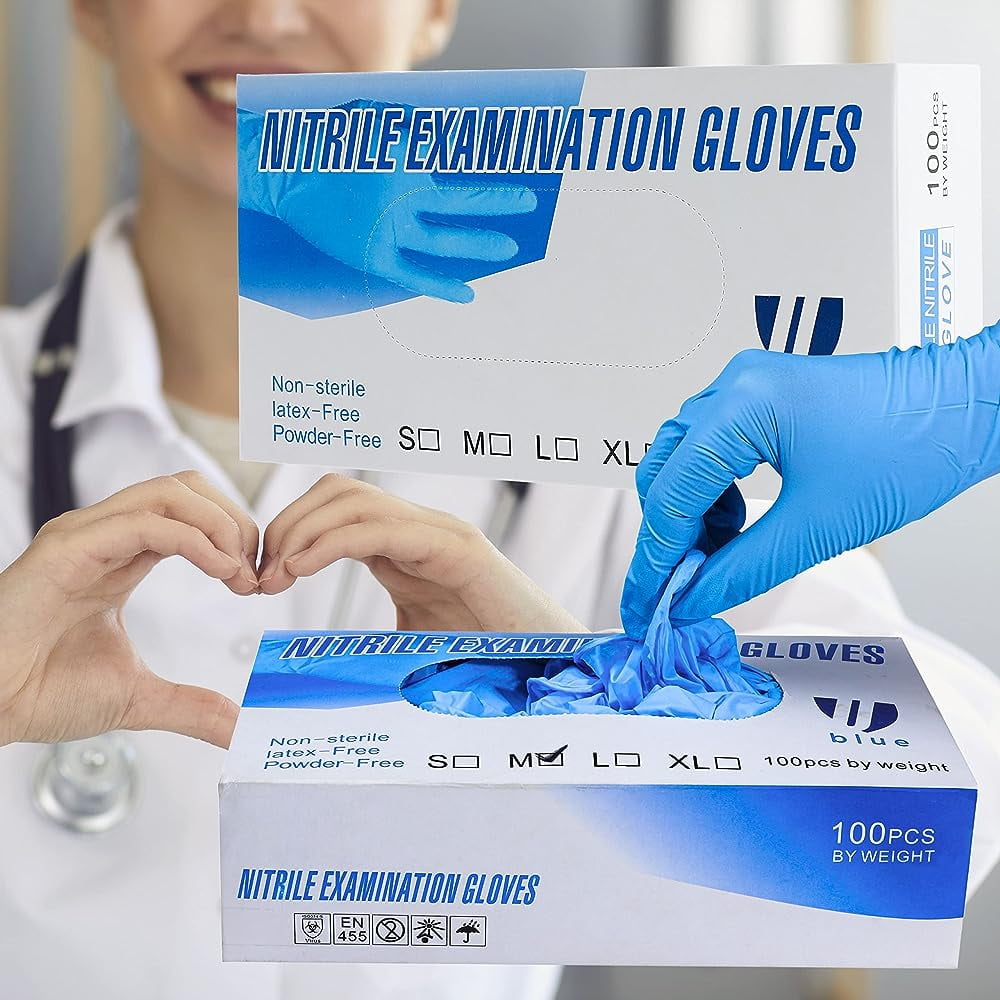 100 Nitrile Gloves, 4 MIL, Medical Examination, NonSterile, Powder