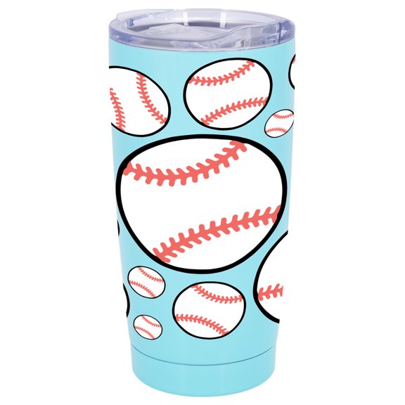 100 North 20 Ounce Stainless Steel On the Go Travel Tumbler With Push Top Lid, Baseball Teal