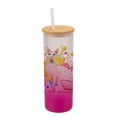 thumbnail image 1 of 100 North 25 Ounce Frosted Glass Gradient Travel Tumbler With Straw & Wooden Lid, Sphynx Cat Paint Splatter Pink, 1 of 1