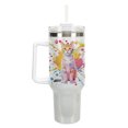 thumbnail image 1 of 100 North 40 Ounce Stainless Steel Double Wall Insulated Glitter Travel Tumbler With Handle, Straw, and Lid, Tabby Cat White, 1 of 1