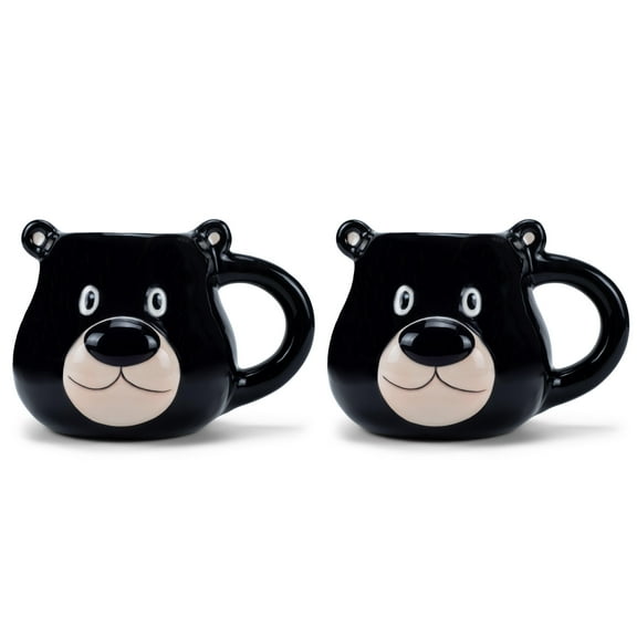 100 North Black Bear 20 ounce Glossy Ceramic Character Mugs Pack of 2