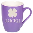 thumbnail image 1 of 100 North Four Leaf Clover 10 Ounce Passion Purple Metallic Finish, Comfortably Fits Your Hands, New Bone China Coffee Tea Cup Mug, Lucky, 1 of 1