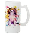 thumbnail image 1 of 100 North Freezable Beer Stein Mug With Thumb Grip Handle, 16 Ounce Frosted Glass, King Charles Spaniel Paint Splatter, 1 of 1