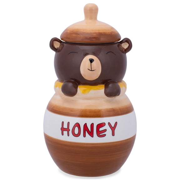 100 North Honey Jar Smiling Brown Bear 11.1 x 6.3 Dolomite Ceramic Cookie Jar