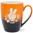 thumbnail image 1 of 100 North Peace Sign 10 Ounce Orange and Black Two Toned Ombre, Comfortably Fits Your Hands, Ceramic Tea Coffee Cup Mug, Here We Go!, 1 of 1