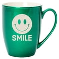 thumbnail image 1 of 100 North Smiley Face 10 Ounce Emerald Green Metallic Finish, Comfortably Fits Your Hands, New Bone China Coffee Tea Cup Mug, Smile, 1 of 1