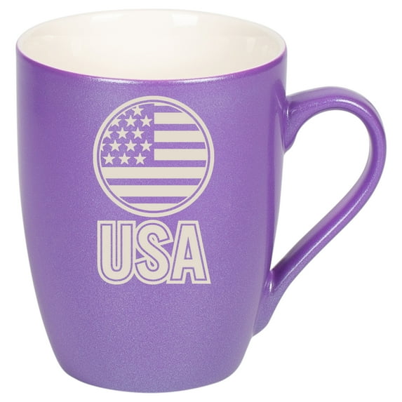 100 North United States of America 10 Ounce Passion Purple Metallic Finish, Comfortably Fits Your Hands, New Bone China Coffee Tea Cup Mug, USA