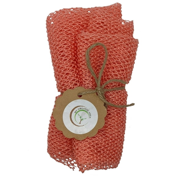 100% Nylon Exfoliating African Bath Net Sponge, Mesh Shower Sponge, Body Scrubber, Peach, 70" Long, 1 Pc by My Organic Shea