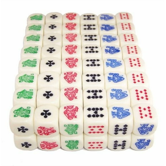 100 (One Hundred) 16mm 6-Sided Poker Dice Perfect for Poker Games and Card Games