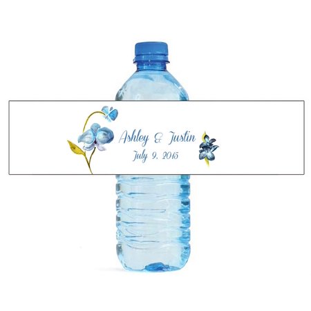 100 Orchid Floral Background Wedding Water Bottle Labels Engagement Party 8"x2"