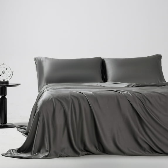 100% Organic Bamboo Duvet Cover King Soft Silky Silver 3PCS - 500TC Luxury Cover - Ultra Breathable Cooling Duvet Cover for Hot Sleepers - King Bed Duvet Cover