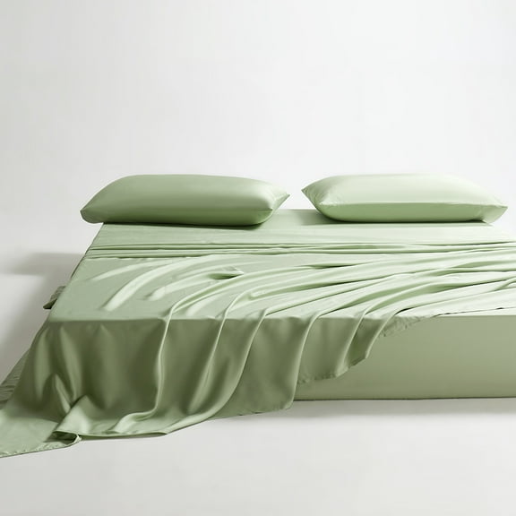 100% Organic Bamboo Sheets King Set 4 pcs - Luxury Soft with 18 Inch Deep Pocket - Ultra Breathable Cooling Sheets for Hot Sleepers - King Bed Sheets(Green)