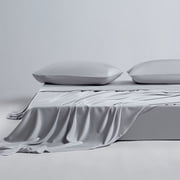 100% Organic Bamboo Sheets King Set 4 pcs - Luxury Soft with 18 Inch Deep Pocket - Ultra Breathable Cooling Sheets for Hot Sleepers - King Bed Sheets（Silver）