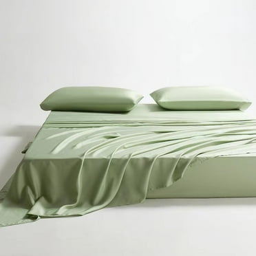 100% Organic Bamboo Sheets Queen Set 4 pcs - Luxury Soft with 18 Inch Deep Pocket - Ultra Breathable Cooling Sheets for Hot Sleepers - Queen Bed Sheets（Green）