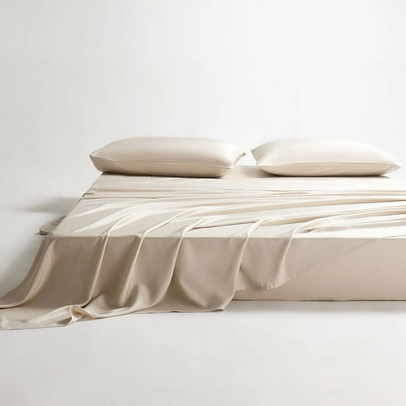 100% Organic Bamboo Sheets Queen Set 4 pcs - Luxury Soft with 18 Inch Deep Pocket - Ultra Breathable Cooling Sheets for Hot Sleepers - Queen Bed Sheets(Beige)