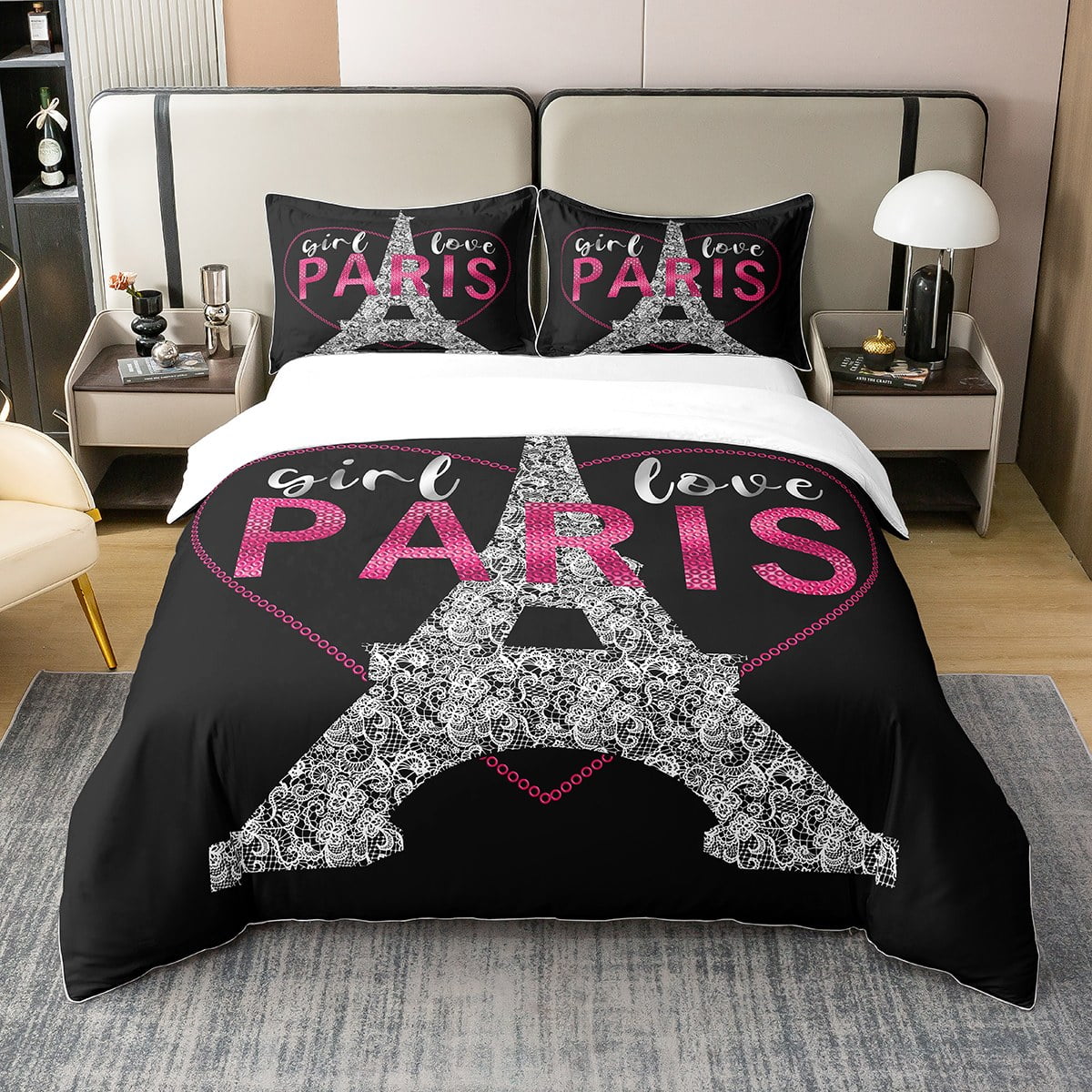 100 Organic Cotton Eiffel Tower Bedding Set Full Size Couple Paris