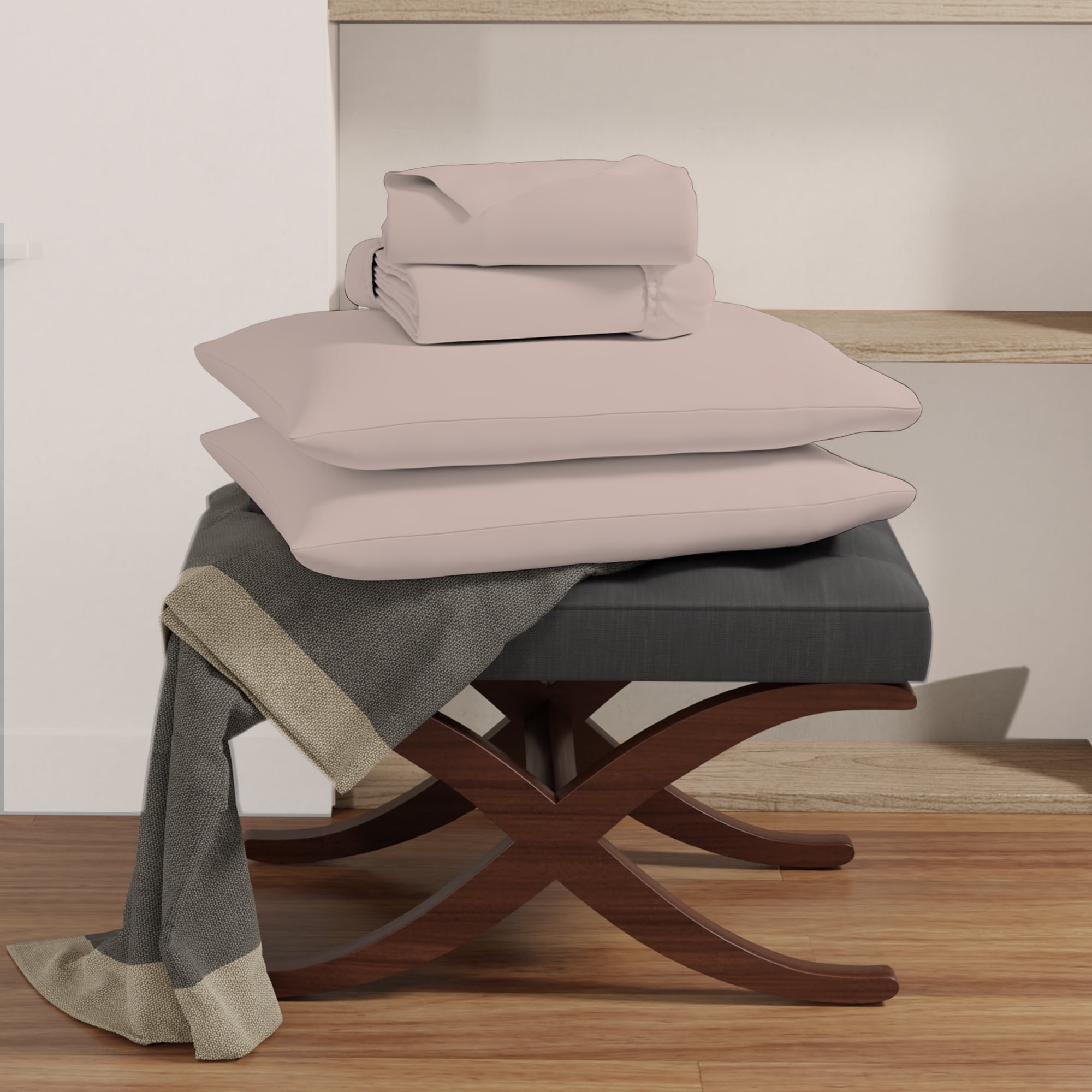 Light Pink Organic Cotton Percale Full Sheet Set