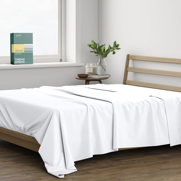 100% Organic Cotton King Flat Sheet - Percale Weave Cotton Flat Sheet Only (1 PC, White), Crisp, Cool, Strong & Breathable Lightweight Bed Linen Top Sheets, GOTS Certified Sheets