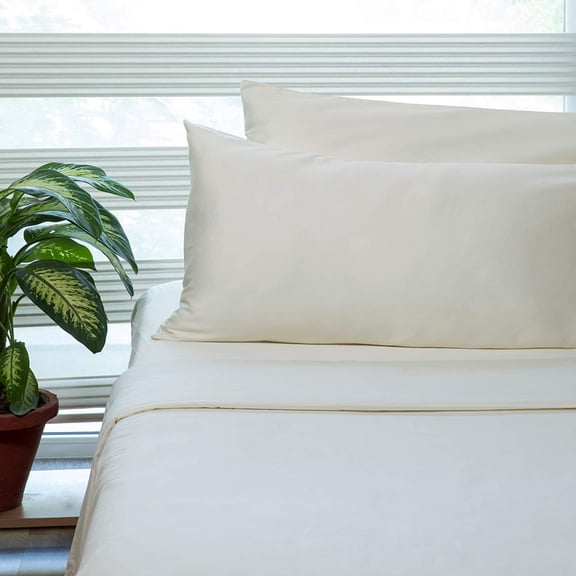 100% Organic Cotton King Size Sheet Set | 400 Thread Count Sheet Set | GOTS Certified | Long Staple Cotton | Upto 17" Elasticised Deep Pockets | Soft Silky Shiny | Ivory