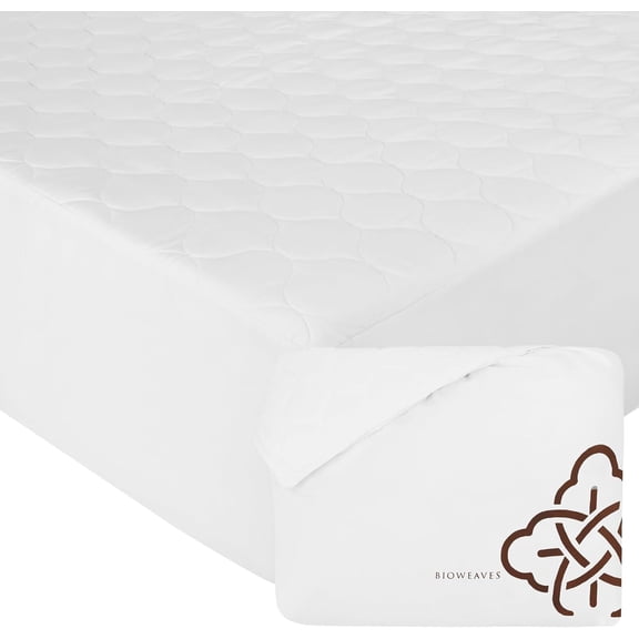 100% Organic Cotton Mattress Pad Cover, GOTS Certified Cooling 300 GSM Quilted Fitted Mattress Topper & Protector with Soft Cotton Wadding - White, 20 Inch Deep Pocket, Twin