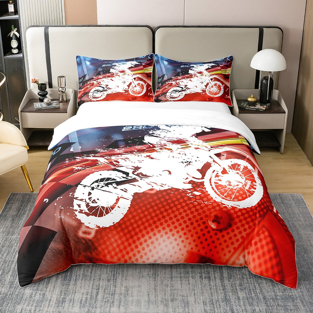 100 Organic Cotton Motorcycle Bedding Sets for Boys Twin Size