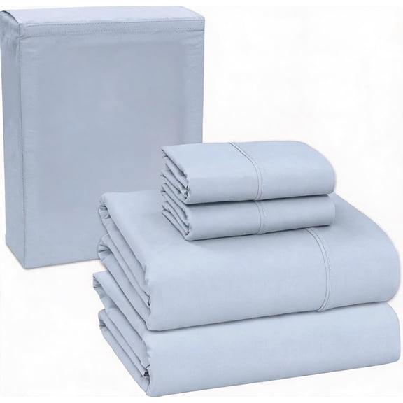 100% Organic Cotton Percale Sheets Queen Size Deep Pocket 15 Inch Crisp Cooling Breathable Soft Peach Finish Arctic Ice