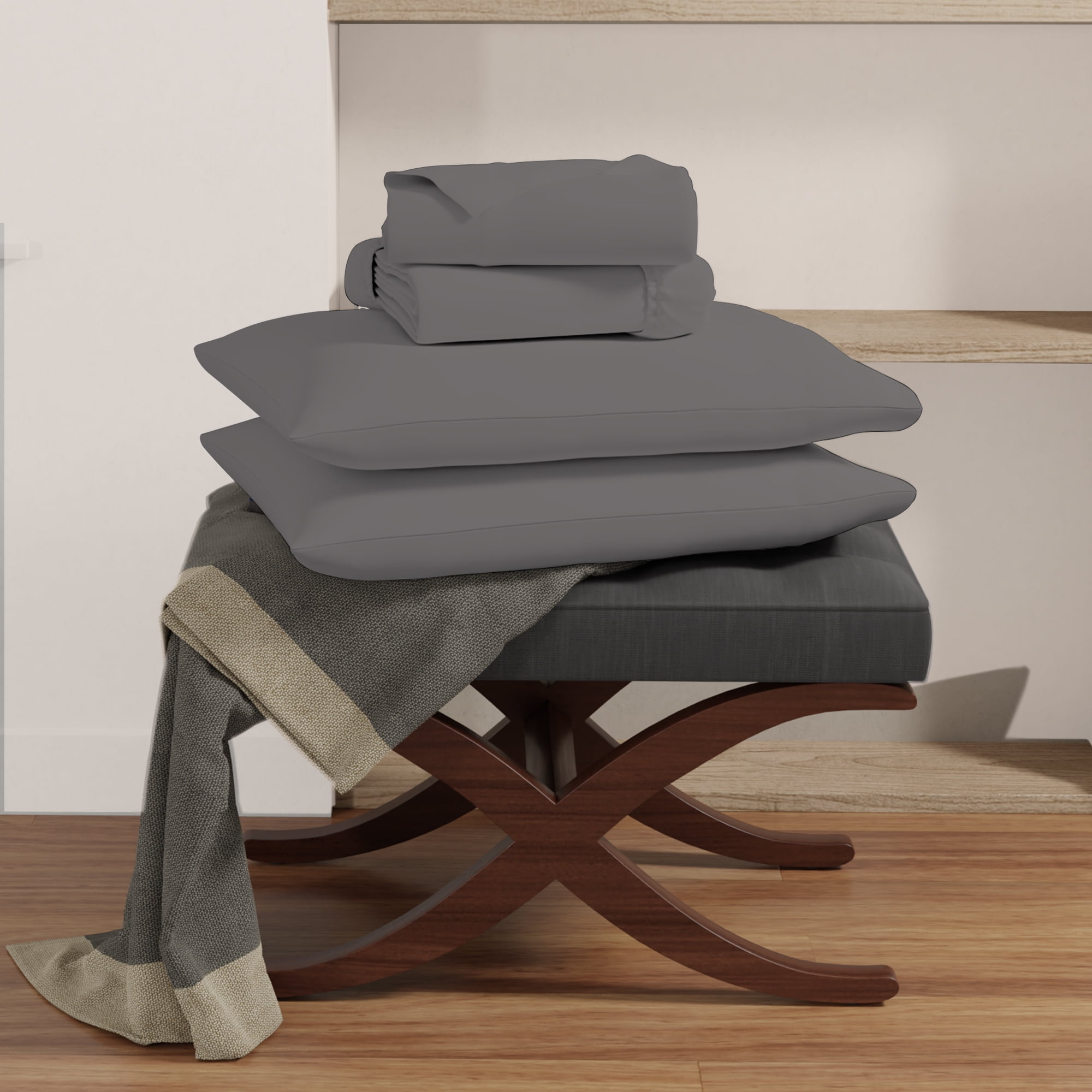 Light Gray Organic Cotton Deep Pocket Queen Percale Sheet Set