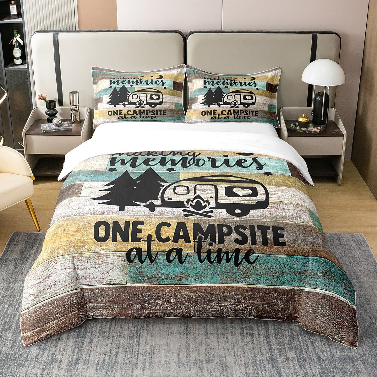 100 Organic Cotton RV Camper Bedding Set,Camping Duvet Cover Camping
