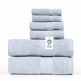 thumbnail image 1 of 100% Organic Cotton Towel Set of 6 – GOTS & Oeko-TEX Certified – Soft, Ultra Absorbent, Quick Dry – Includes 2 Bath Towels, 2 Hand Towels, 2 Washcloths – Farm to Home by MicroCotton - Sky, 1 of 5