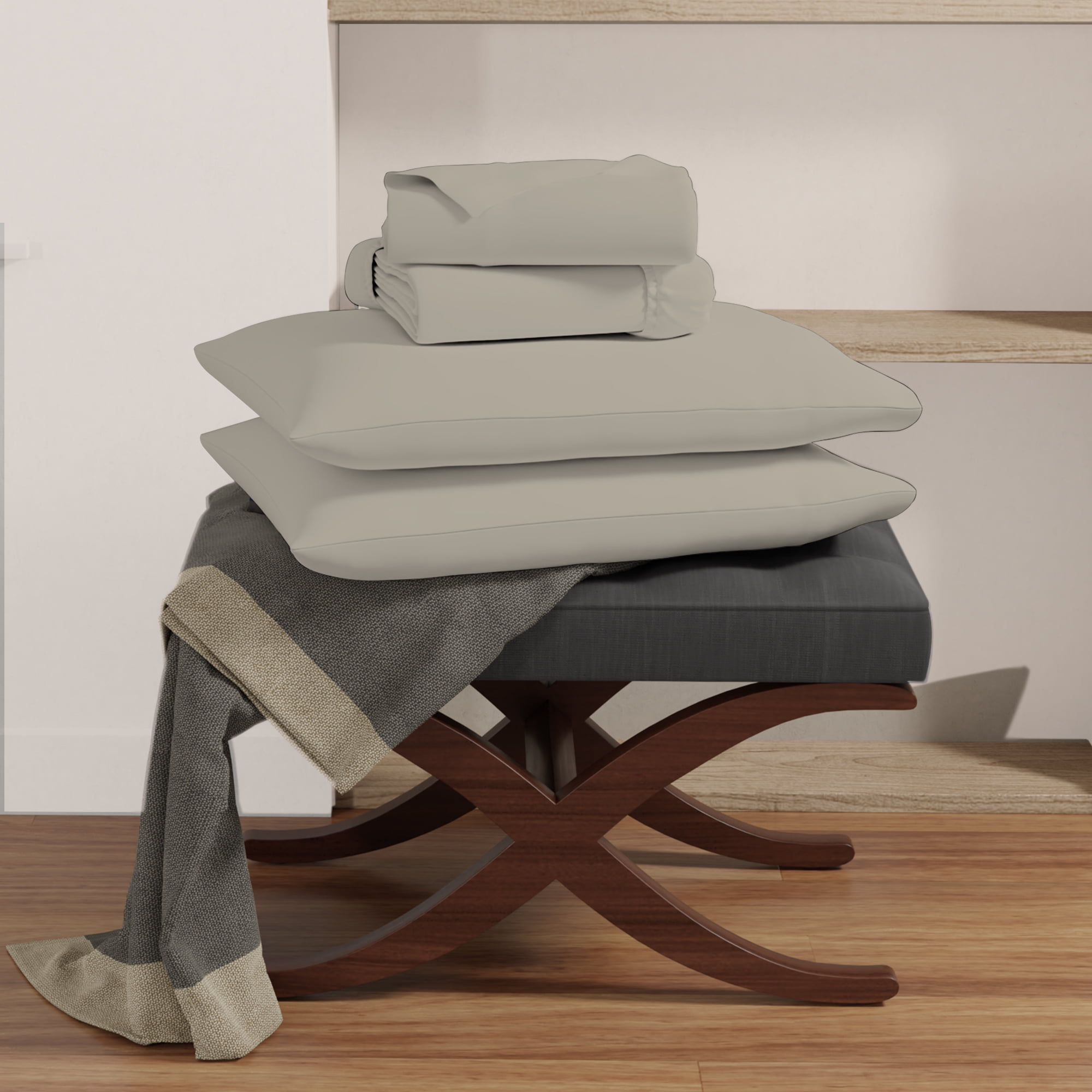 Twin Beige Organic Cotton Deep Pocket Percale Sheet Set