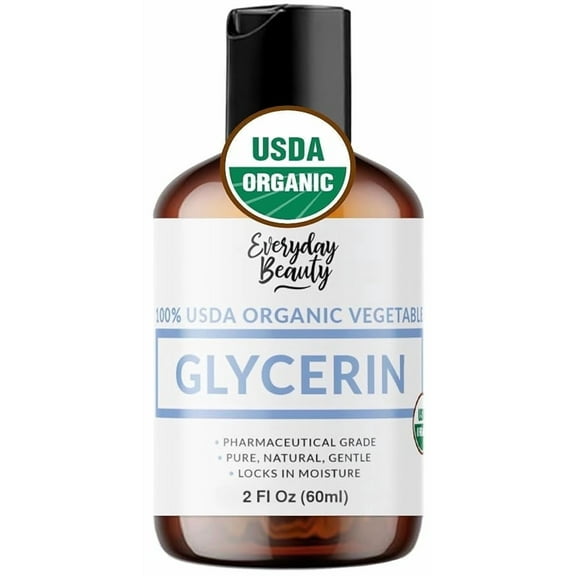 100% Organic Glycerin - For Skin & Hair - Food Grade - USDA Certified - Not From Palm Oil - Perfect Skin and Hair Moisturizer - 2 Fl Oz