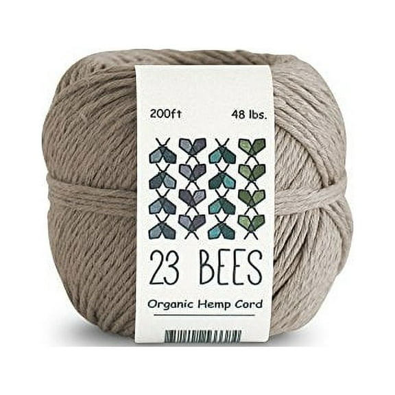100% Organic Hemp Cord, Twine, String for Jewelry, Beading, Macrame, Crafts, 23 Bees (200ft x 48 lb.)