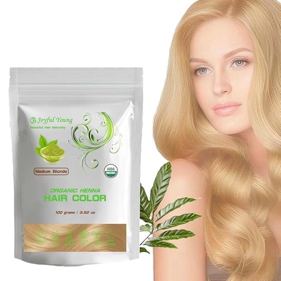 100% Organic Henna Hair Color – Natural, Chemical-Free, Vegan Non-Toxic – Grey Coverage, Safe for All Hair Types (Medium Blonde)