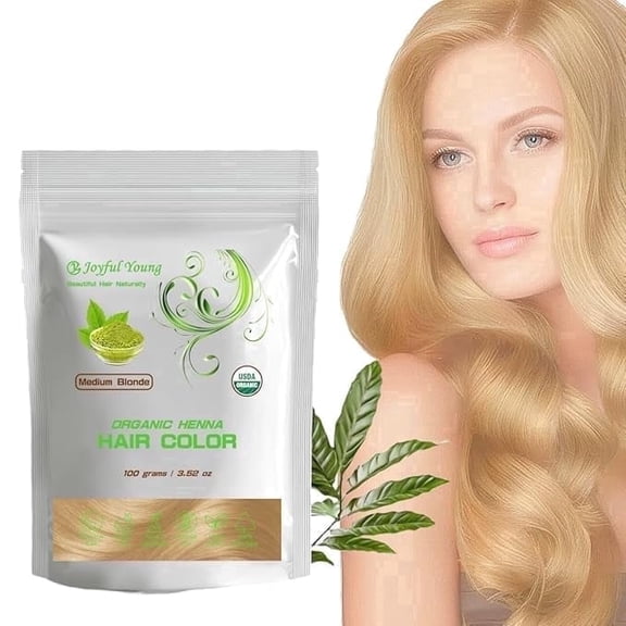 100% Organic Henna Hair Color – Natural, Chemical-Free, Vegan Non-Toxic – Grey Coverage, Safe for All Hair Types (Medium Blonde / Natural Blonde)