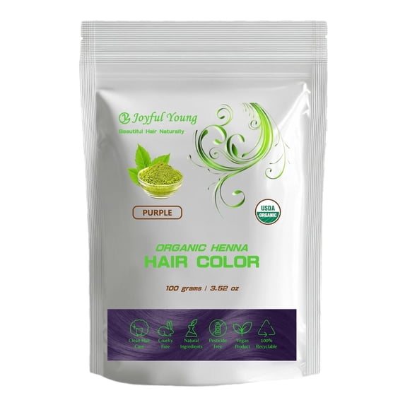 100% Organic Henna Hair Color – Natural, Chemical-Free Hair Dye for Rich, Vibrant Color & Gloss – Grey Coverage, Safe for All Hair Types, Vegan Non-Toxic, Herbal Hair Treatment (Purple / Deep Plum)