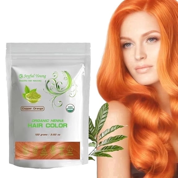 100% Organic Henna Hair Color – Natural, Chemical-Free Hair Dye for Rich, Vibrant Color & Gloss – Grey Coverage, Safe for All Hair Types, Vegan Non-Toxic, Herbal Hair Treatment (COPPER / COPPER RED)