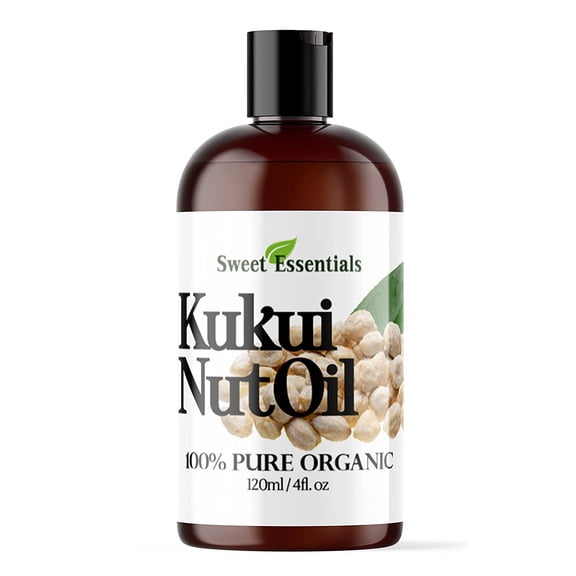 100% Organic Kukui Nut Oil | Imported From Hawaii | Various Sizes | 100% Pure | Cold-Pressed | Natural Moisturizer for Skin, Hair and Face | By Sweet Essentials (4 fl oz)