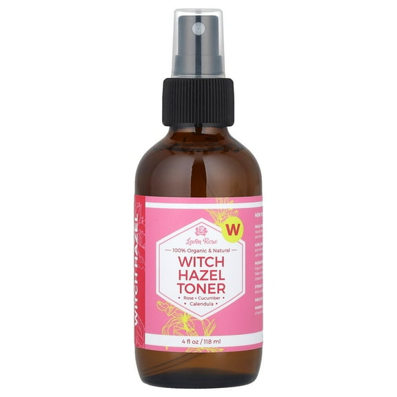 100% Organic & Natural, Witch Hazel Toner, 4 fl oz (118 ml), Leven Rose