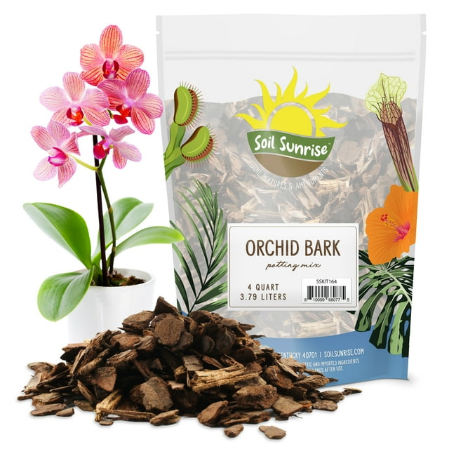 100 Organic Orchid Potting Bark (4 Quarts), AllNatural USASourced Pine Bark Orchid Mix