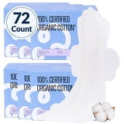 100% Organic Overnight Pads for Women, Ultra Thin Extra Heavy Flow Sanitary Pads with Wings Cotton Menstrual Pads Extra Coverage Period Pads Super Absorbency Feminine Pads Overnight, Size 5, 72 Ct