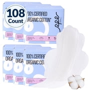 100% Organic Pads for Women, Ultra Thin Feminine Pads with Wings, Unscented Period Pads, Regular Absorbency Sanitary Pads, Organic Cotton Pads Menstrual Regular, Size 3, 108 Count