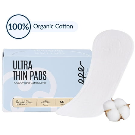RPE Life Organic Panty Liners, Regular, Ultra Thin Cotton, Unscented, 40 Count