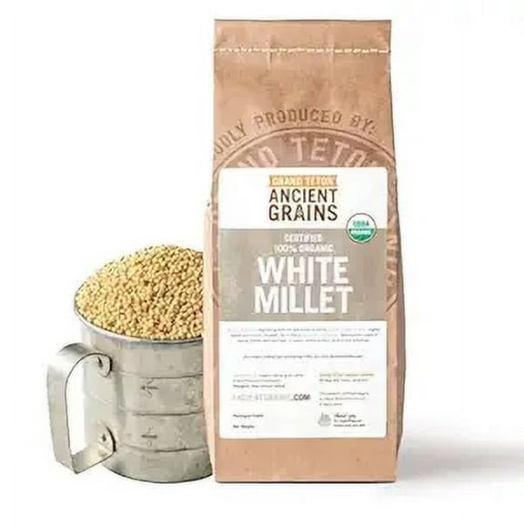 100% Organic White Millet by Grand Teton Ancient Grains | Shelled Millet Grain | Gluten-Free Hulled Millet for Salads, Pilafs, & Soups | Whole Millet Grain Ready for Milling