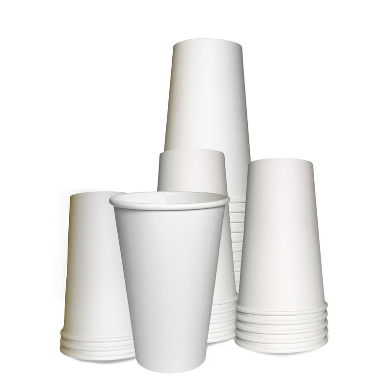 100 PACK 20oz White Paper Coffee Cups Disposable Coffee Cups
