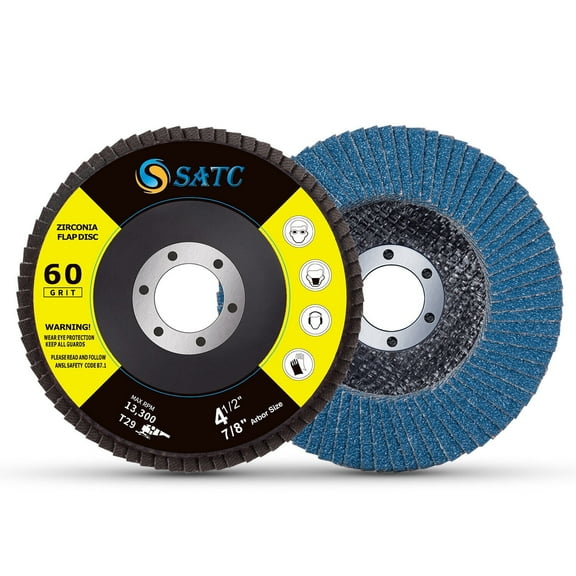 SATC 100 pack 4.5" Zirconia Flap Disc 4-1/2 x7/8" 60 Grit Sanding Grinding Flap Wheel
