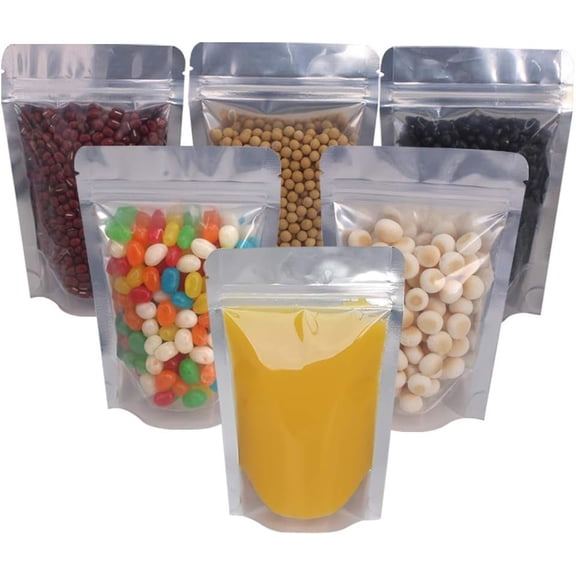 100 PACK 4 x 6 Inch Zipper Mylar Bags Stand Up Mylar Zip Lock Bags Clear  Bag   Storage  Foil Pouch Bag for Multipurpose with Gusset Bottom(5.5mil Thickness)