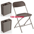 thumbnail image 1 of (100 PACK) 650 Lbs Weight Capacity Commercial Quality Brown Plastic Stackable Folding Chair - Heavy Duty Plastic Folding Chairs, 1 of 10